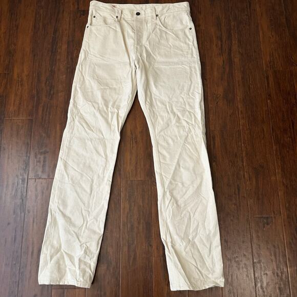 FREENOTE CLOTH Belford Straight Jeans Ecru Denim Button Fly Work - Picture 1 of 15